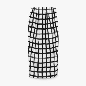 Zara Black and White Pleated Midi Skirt